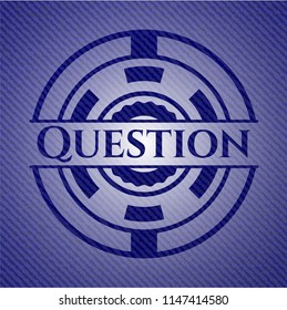 Question badge with denim texture