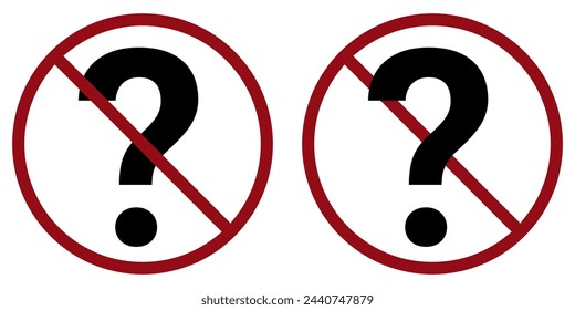 Question ban prohibit icon. Not allowed to ask. Forbidden questions