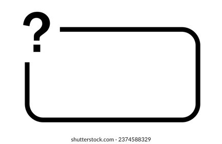 Pregunta banner de texto vectorial de cuadro de línea negra. marco de preguntas