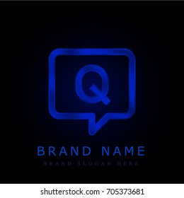Question blue chromium metallic logo