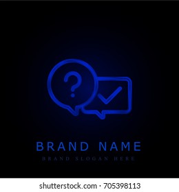 Question blue chromium metallic logo