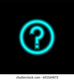 Question blue glowing neon ui ux icon. Glowing sign logo vector