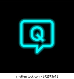 Question blue glowing neon ui ux icon. Glowing sign logo vector
