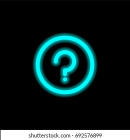 Question blue glowing neon ui ux icon. Glowing sign logo vector