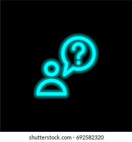 Question blue glowing neon ui ux icon. Glowing sign logo vector