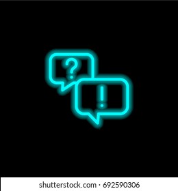Question blue glowing neon ui ux icon. Glowing sign logo vector