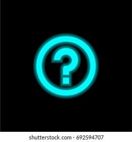 Question blue glowing neon ui ux icon. Glowing sign logo vector