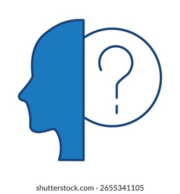 Pregunta Icono de línea azul. Signo de interrogación, Pensar, Preguntar, Responder, Ayuda Editable Ilustración vectorial de trazo