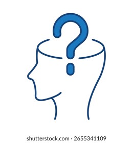 Frage Blaue Linie Symbol. Fragezeichen, Denken, Fragen, Antworten, Hilfe Bearbeitbare Strichvektorgrafik