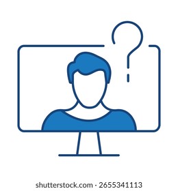 Ícone De Linha Azul De Pergunta. Ponto de Interrogação, Pensar, Perguntar, Responder, Ajuda Editável Traçado Vetor Ilustração