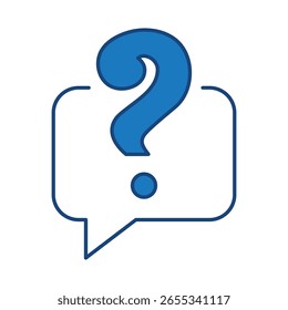 Question Blue Line Icon. Question Mark, Thinking, Asking, Answer, Help Editable Stroke Vector Illustration