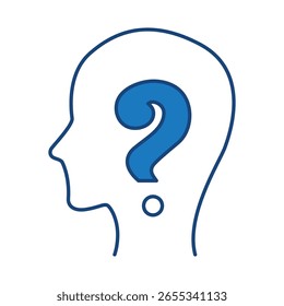 Pregunta Icono de línea azul. Signo de interrogación, Pensar, Preguntar, Responder, Ayuda Editable Ilustración vectorial de trazo