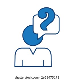 Pregunta Icono de línea azul. Signo de interrogación, Pensar, Preguntar, Responder, Ayuda Editable Ilustración vectorial de trazo