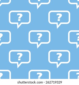 Question blue with white seamless pattern for web design. Vector symbol