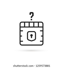 question box black thin line icon. concept of mmorpg game item for micro payments and simple quest badge. flat stroke trend modern faq logotype graphic linear design art isolated on white background