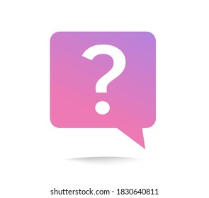 Question box or request notice icon vector flat cartoon bubble speech symbol, problem ask help message sign concept, idea of faq information pictogram, doubt info label isolated 