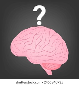 Question. Brain with Question Mark. Vector Illustration. 