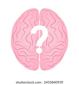 Question. Brain with Question Mark. Vector Illustration. 