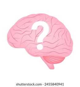 Question. Brain with Question Mark. Vector Illustration. 