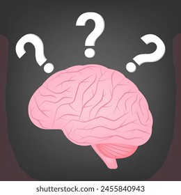Question. Brain with Question Mark. Vector Illustration. 