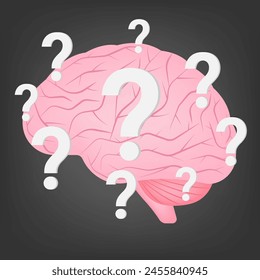 Question. Brain with Question Mark. Vector Illustration. 