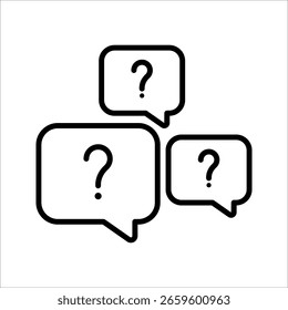 Icono de burbujas de preguntas. Símbolo aislado fondo blanco. Ilustración vectorial. color editable.