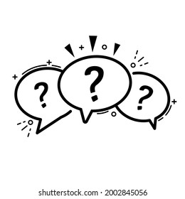 Question bubbles line icon, Ask help sign, Faq questionnaire symbol Line style question bubbles icon. Line art concept vector illustration
