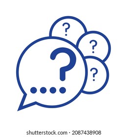 Question bubbles line icon. Ask help sign. Faq questionnaire symbol. Quality design element. Line style question bubbles icon. Editable stroke