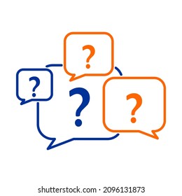Question bubbles line icon. Ask help sign. Faq questionnaire symbol. Quality design element. Line style question bubbles icon. Editable stroke. Vector