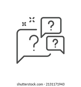 Question bubbles line icon. Ask help sign. Faq questionnaire symbol. Quality design element. Line style question bubbles icon. Vector EPS 10