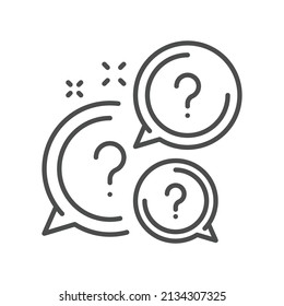 Question bubbles line icon. Ask help sign. Faq questionnaire symbol. Quality design element. Line style question bubbles icon. Vector EPS 10