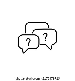 Question Bubbles Line Icon. Ask Help Sign. Faq Questionnaire Symbol. Quality Design Element. Line Style Question Bubbles Icon. Editable Stroke. Vector Eps 10