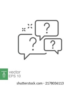 Question bubbles line icon. Ask help sign. Faq questionnaire symbol. Quality design element. Line style question bubbles icon. Vector EPS 10