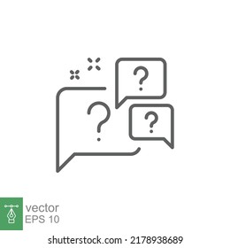 Question bubbles line icon. Ask help sign. Faq questionnaire symbol. Quality design element. Line style question bubbles icon. Vector EPS 10