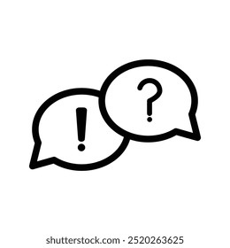 Ícone de linha de bolhas de pergunta. Peça ajuda para assinar. Símbolo do questionário de perguntas frequentes. Elemento de design de qualidade. Ícone de balões de pergunta de estilo de linha. Traçado editável. Vetor.