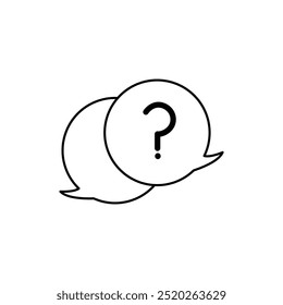 Ícone de linha de bolhas de pergunta. Peça ajuda para assinar. Símbolo do questionário de perguntas frequentes. Elemento de design de qualidade. Ícone de balões de pergunta de estilo de linha. Traçado editável. Vetor.