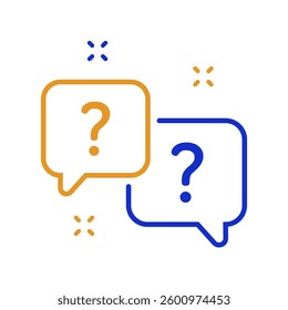 Question bubbles line icon. Ask help sign. Faq questionnaire symbol. Quality design element. Line style question bubbles icon. Editable stroke. Vector