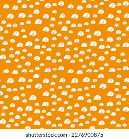 Question Bubbles Seamless Pattern. Question and Exclamation Mark in Comic Bubble. Ask a question online. Help support. FAQ. Chat discussion. Orange background. Doodle style. Vector illustration