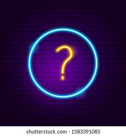 Question Button Neon Sign. Vector Illustration of User Interface Promotion.