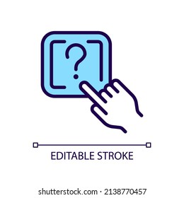 Question button RGB color icon. Request to technical support. Looking of problem solving. Isolated vector illustration. Simple filled line drawing. Editable stroke. Arial font used