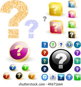Question button set. Vector great collection.