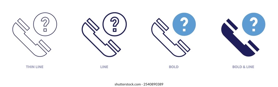 Question calling icon in 4 different styles. Thin Line, Line, Bold, and Bold Line. Duotone style. Editable stroke.