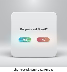 Question card for Brexit with yes-no buttons, vector illustration