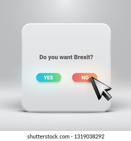 Question card for Brexit with yes-no buttons, vector illustration