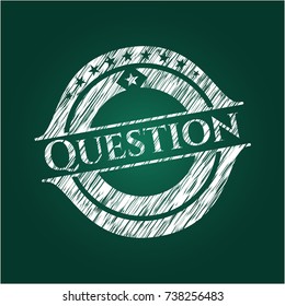 Question chalkboard emblem on black board