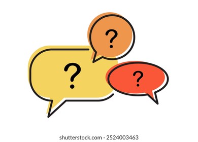 Question chat bubble symbol with outline. Vector illustration