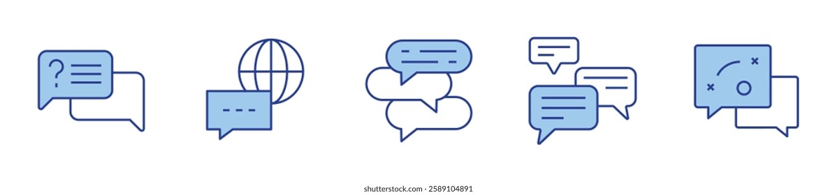 question, chatting, communication, chat. Communication Icon vector illustration. Line Duotone style. Editable stroke.