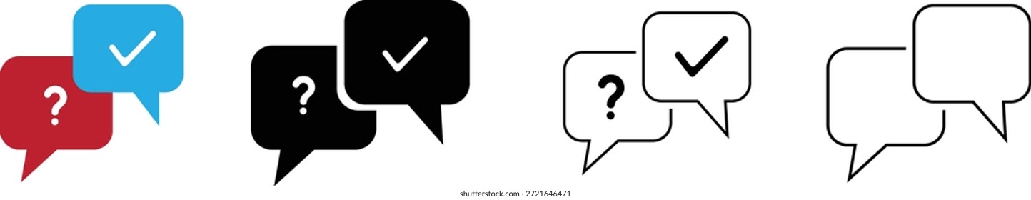 Pregunta y consulta Conjunto de iconos de burbujas de chat para preguntas y respuestas