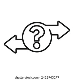 Vector de contorno de icono de elección de pregunta. Prueba de ambigüedad. Equipo de atención a las empresas