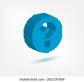 question circle pixel symbol sign vector logo isolated 3d